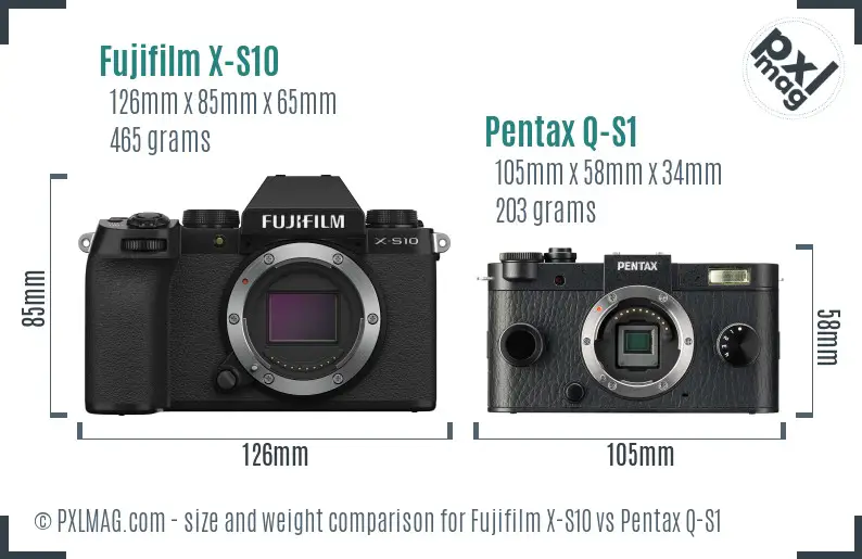 Fujifilm X-S10 vs Pentax Q-S1 size comparison