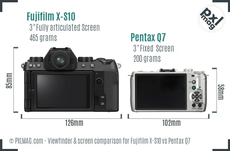 Fujifilm X-S10 vs Pentax Q7 Screen and Viewfinder comparison