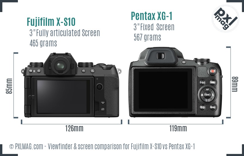 Fujifilm X-S10 vs Pentax XG-1 Screen and Viewfinder comparison