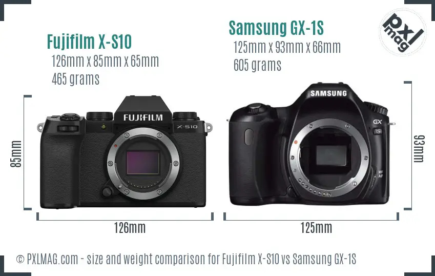 Fujifilm X-S10 vs Samsung GX-1S size comparison