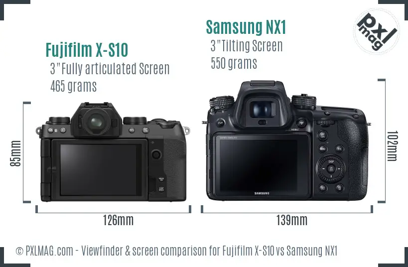 Fujifilm X-S10 vs Samsung NX1 Screen and Viewfinder comparison