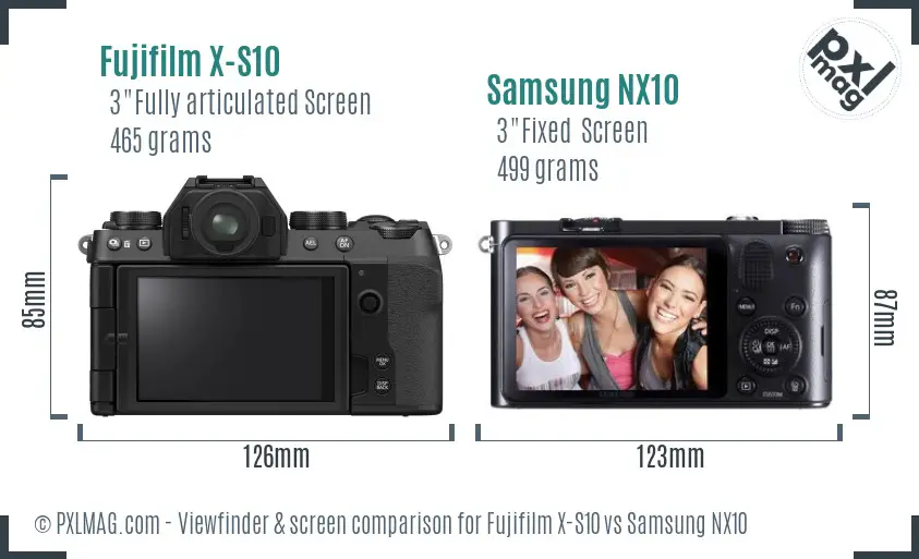 Fujifilm X-S10 vs Samsung NX10 Screen and Viewfinder comparison