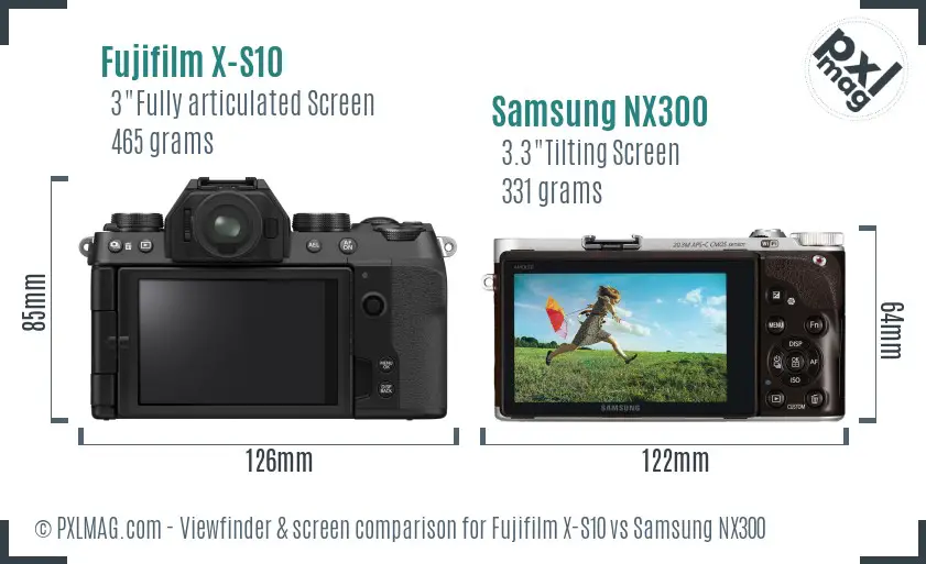 Fujifilm X-S10 vs Samsung NX300 Screen and Viewfinder comparison