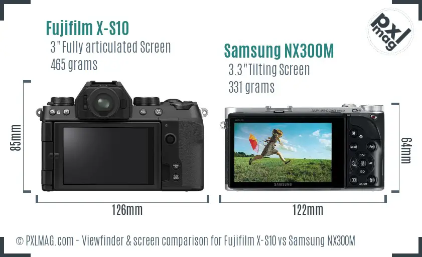 Fujifilm X-S10 vs Samsung NX300M Screen and Viewfinder comparison