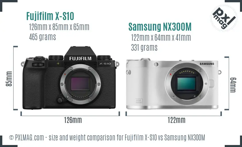 Fujifilm X-S10 vs Samsung NX300M size comparison