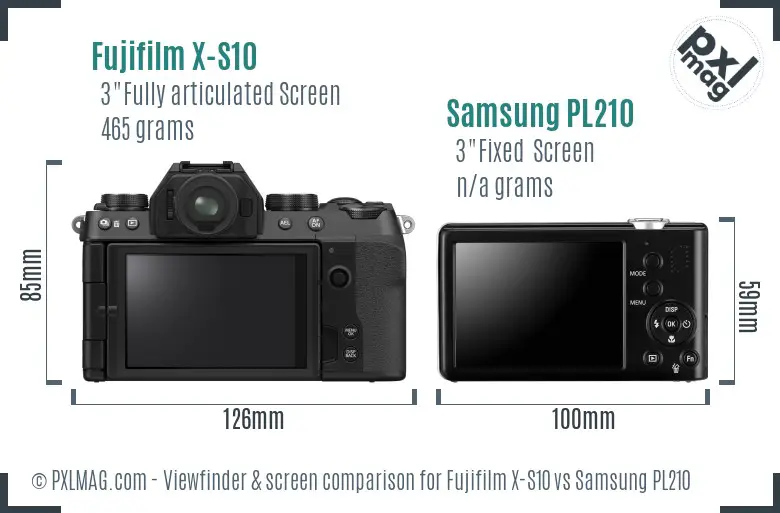 Fujifilm X-S10 vs Samsung PL210 Screen and Viewfinder comparison Fujifilm X-S10 vs Samsung PL210 Screen and Viewfinder comparison