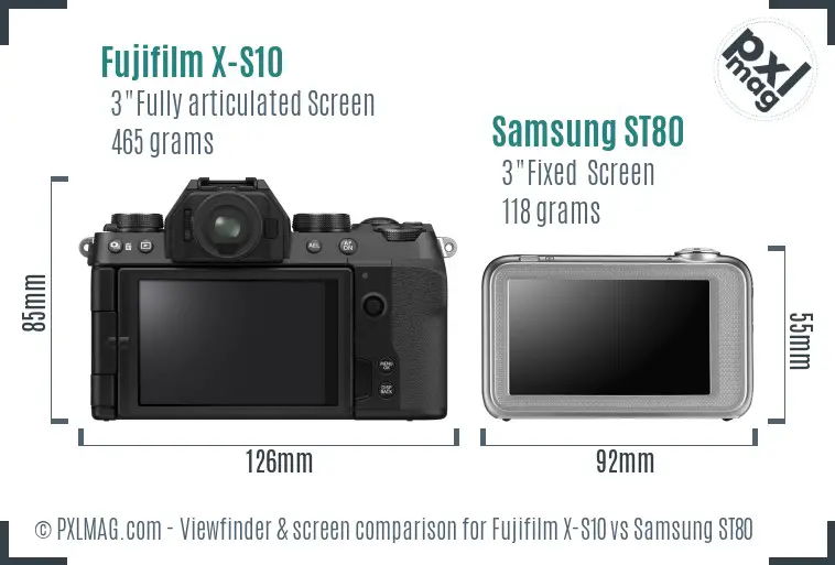 Fujifilm X-S10 vs Samsung ST80 Screen and Viewfinder comparison
