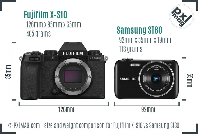 Fujifilm X-S10 vs Samsung ST80 size comparison