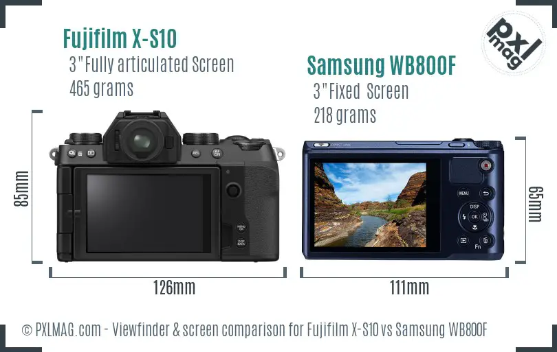 Fujifilm X-S10 vs Samsung WB800F Screen and Viewfinder comparison Fujifilm X-S10 vs Samsung WB800F Screen and Viewfinder comparison