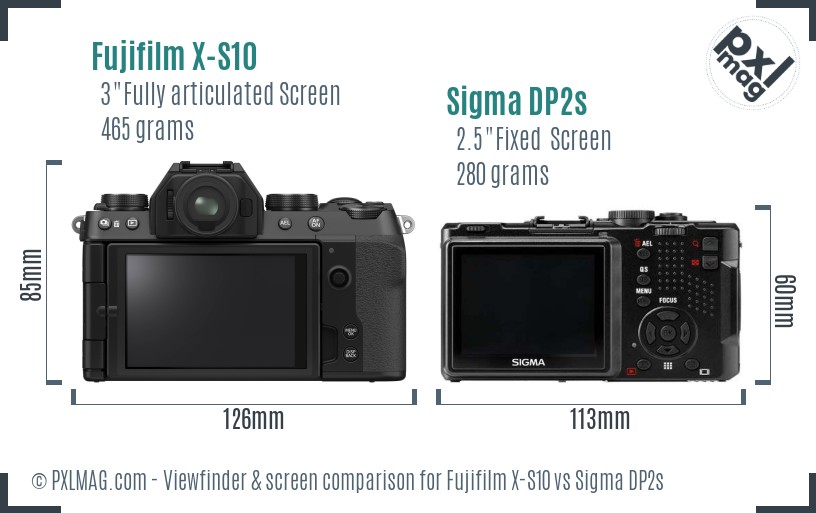 Fujifilm X-S10 vs Sigma DP2s Screen and Viewfinder comparison