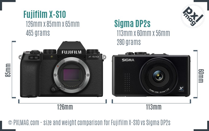 Fujifilm X-S10 vs Sigma DP2s size comparison