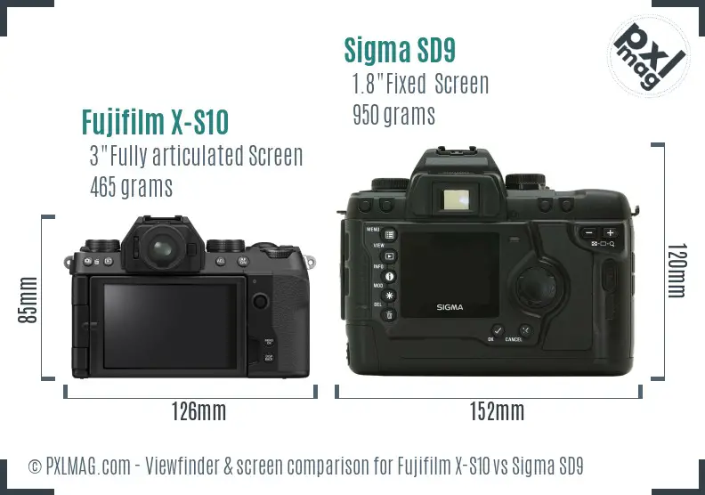 Fujifilm X-S10 vs Sigma SD9 Screen and Viewfinder comparison Fujifilm X-S10 vs Sigma SD9 Screen and Viewfinder comparison