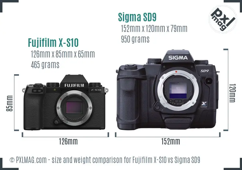 Fujifilm X-S10 vs Sigma SD9 size comparison Fujifilm X-S10 vs Sigma SD9 size comparison