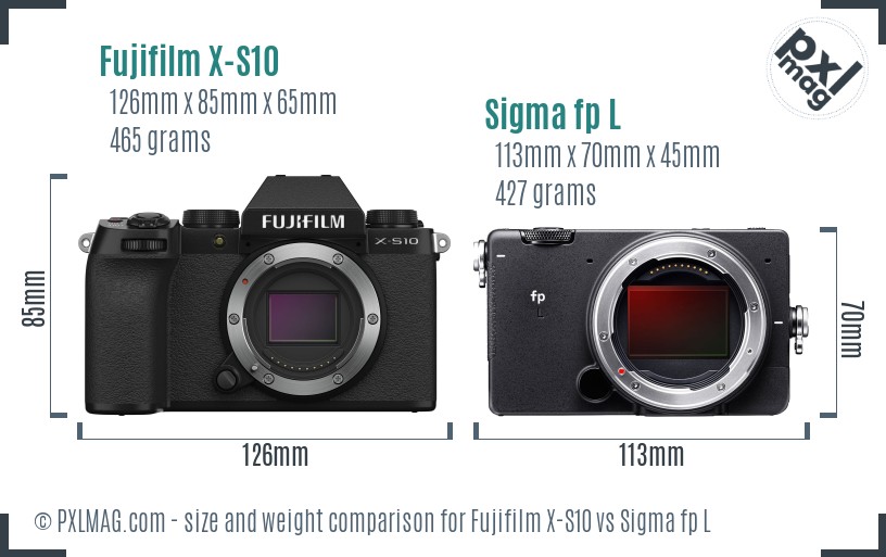 Fujifilm X-S10 vs Sigma fp L size comparison
