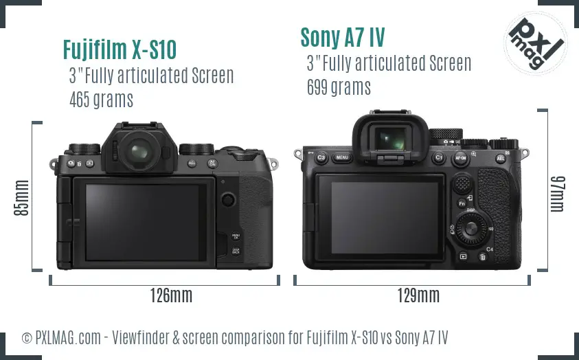 Fujifilm X-S10 vs Sony A7 IV Screen and Viewfinder comparison Fujifilm X-S10 vs Sony A7 IV Screen and Viewfinder comparison