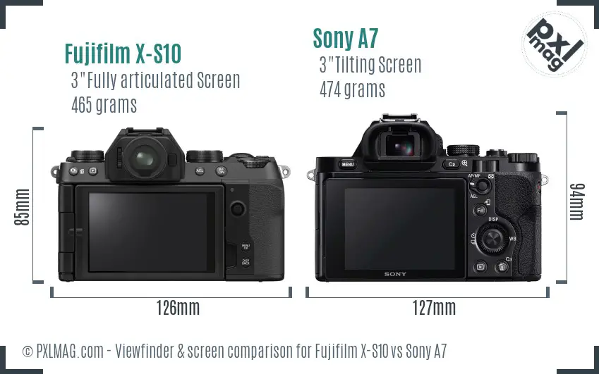 Fujifilm X-S10 vs Sony A7 Screen and Viewfinder comparison