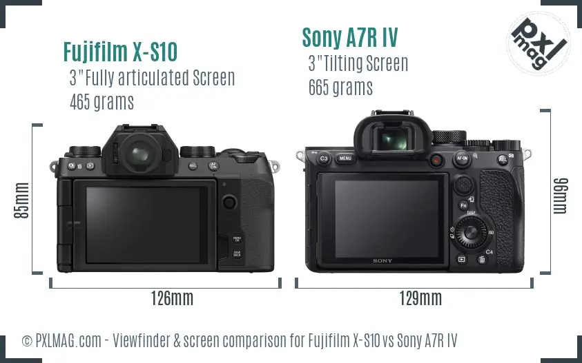 Fujifilm X-S10 vs Sony A7R IV Screen and Viewfinder comparison