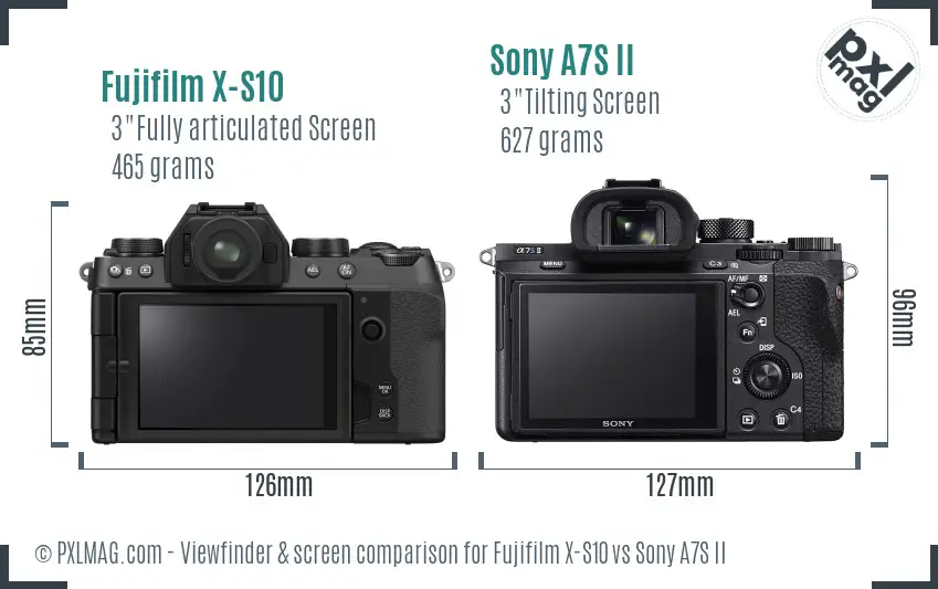 Fujifilm X-S10 vs Sony A7S II Screen and Viewfinder comparison