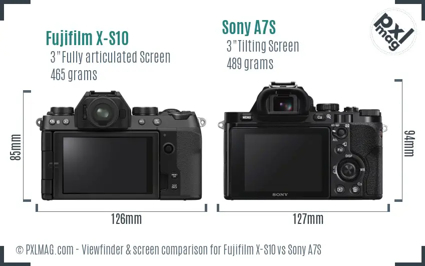 Fujifilm X-S10 vs Sony A7S Screen and Viewfinder comparison