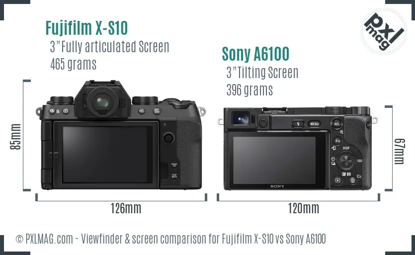 Fujifilm X-S10 vs Sony A6100 Screen and Viewfinder comparison Fujifilm X-S10 vs Sony A6100 Screen and Viewfinder comparison