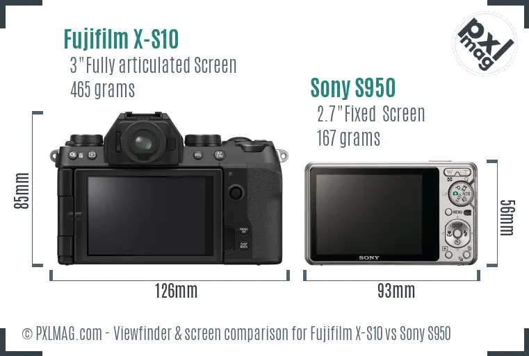 Fujifilm X-S10 vs Sony S950 Screen and Viewfinder comparison Fujifilm X-S10 vs Sony S950 Screen and Viewfinder comparison