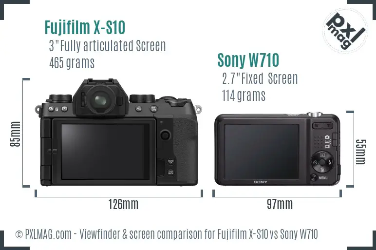 Fujifilm X-S10 vs Sony W710 Screen and Viewfinder comparison