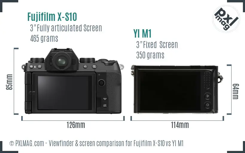 Fujifilm X-S10 vs YI M1 Screen and Viewfinder comparison
