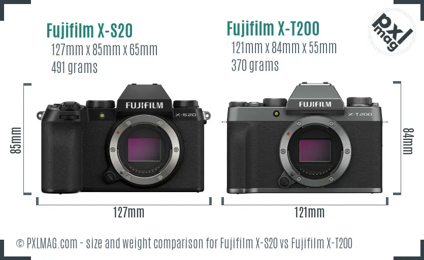 Fujifilm X-S20 vs Fujifilm X-T200 size comparison