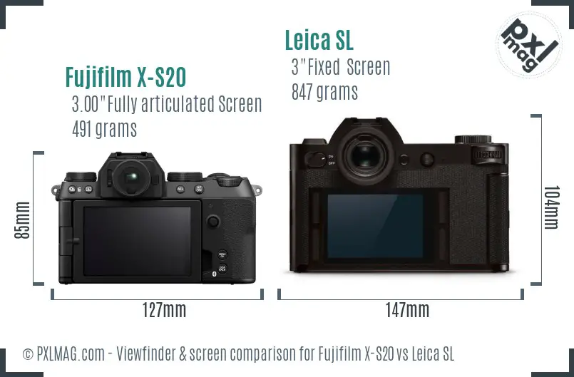 Fujifilm X-S20 vs Leica SL Screen and Viewfinder comparison Fujifilm X-S20 vs Leica SL Screen and Viewfinder comparison
