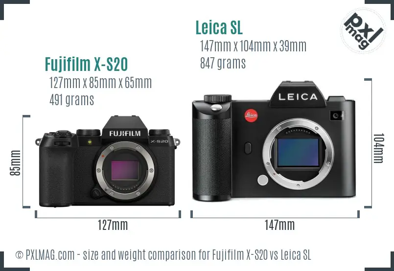 Fujifilm X-S20 vs Leica SL size comparison Fujifilm X-S20 vs Leica SL size comparison