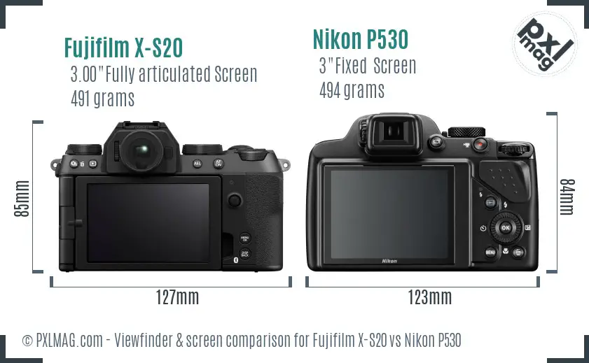Fujifilm X-S20 vs Nikon P530 Screen and Viewfinder comparison Fujifilm X-S20 vs Nikon P530 Screen and Viewfinder comparison