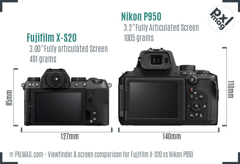 Fujifilm X-S20 vs Nikon P950 Screen and Viewfinder comparison Fujifilm X-S20 vs Nikon P950 Screen and Viewfinder comparison