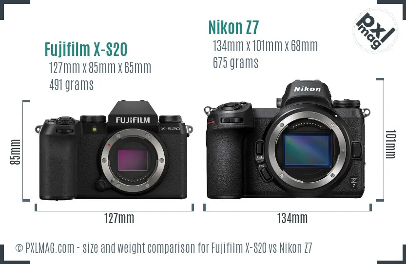 Fujifilm X-S20 vs Nikon Z7 size comparison