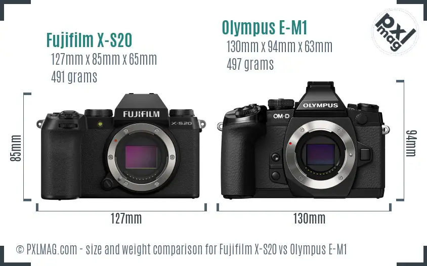 Fujifilm X-S20 vs Olympus E-M1 size comparison Fujifilm X-S20 vs Olympus E-M1 size comparison
