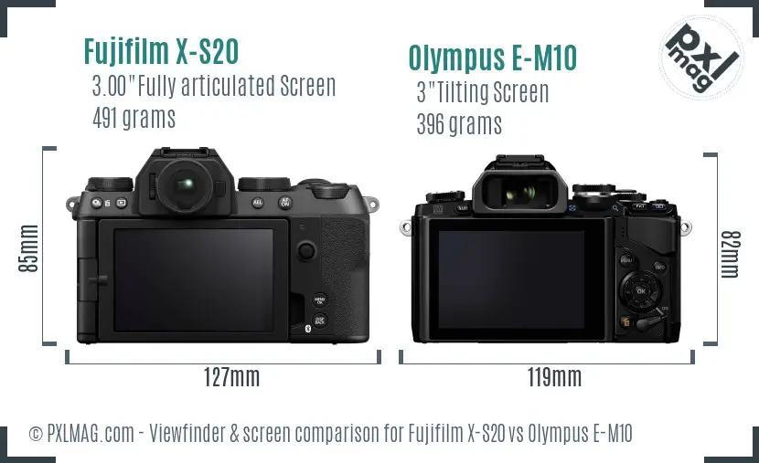 Fujifilm X-S20 vs Olympus E-M10 Screen and Viewfinder comparison