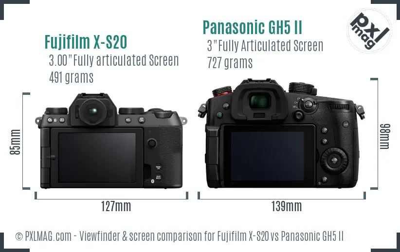 Fujifilm X-S20 vs Panasonic GH5 II Screen and Viewfinder comparison