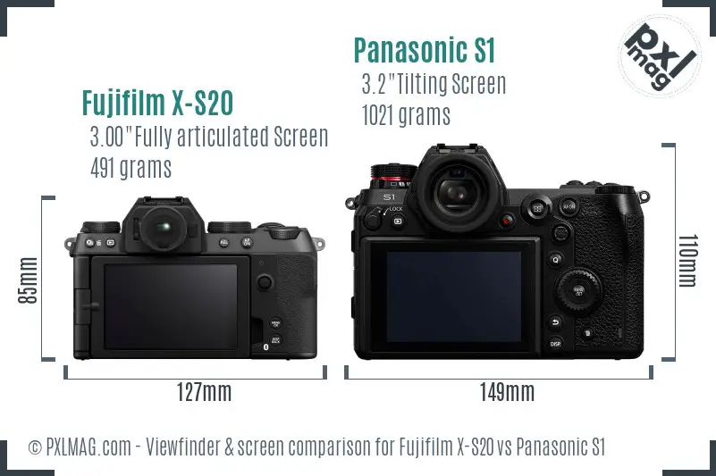 Fujifilm X-S20 vs Panasonic S1 Screen and Viewfinder comparison Fujifilm X-S20 vs Panasonic S1 Screen and Viewfinder comparison