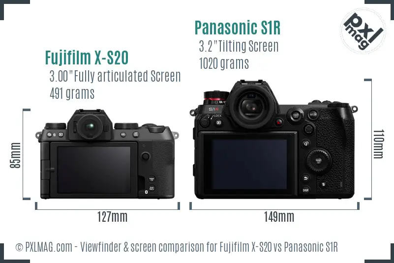 Fujifilm X-S20 vs Panasonic S1R Screen and Viewfinder comparison Fujifilm X-S20 vs Panasonic S1R Screen and Viewfinder comparison