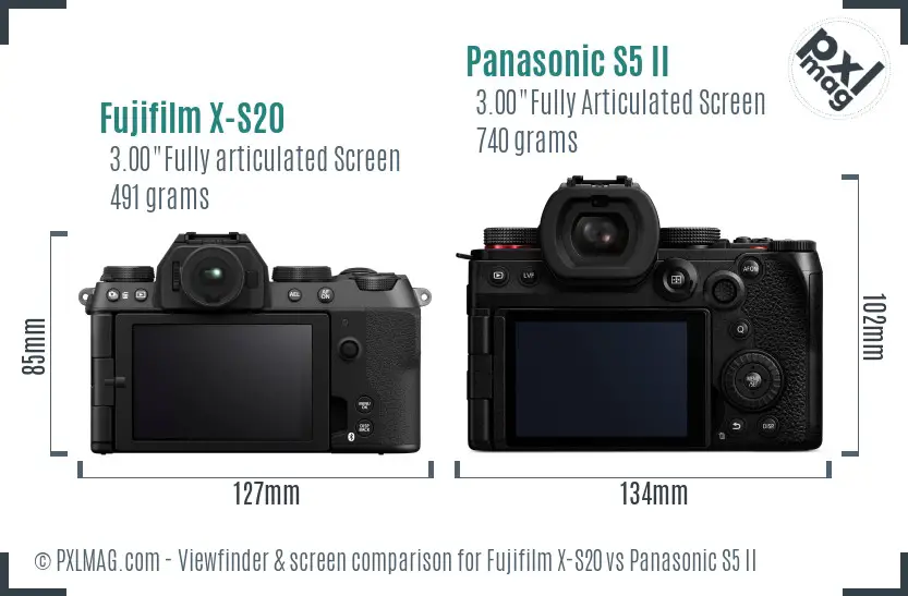 Fujifilm X-S20 vs Panasonic S5 II Screen and Viewfinder comparison