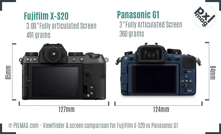 Fujifilm X-S20 vs Panasonic G1 Screen and Viewfinder comparison