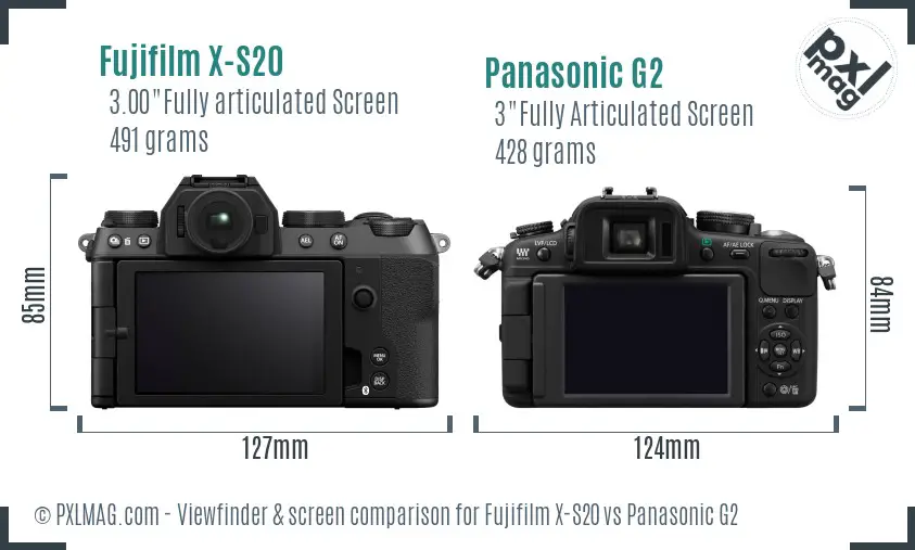 Fujifilm X-S20 vs Panasonic G2 Screen and Viewfinder comparison