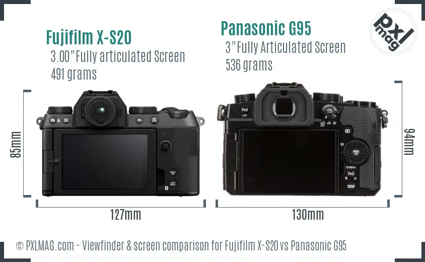 Fujifilm X-S20 vs Panasonic G95 Screen and Viewfinder comparison