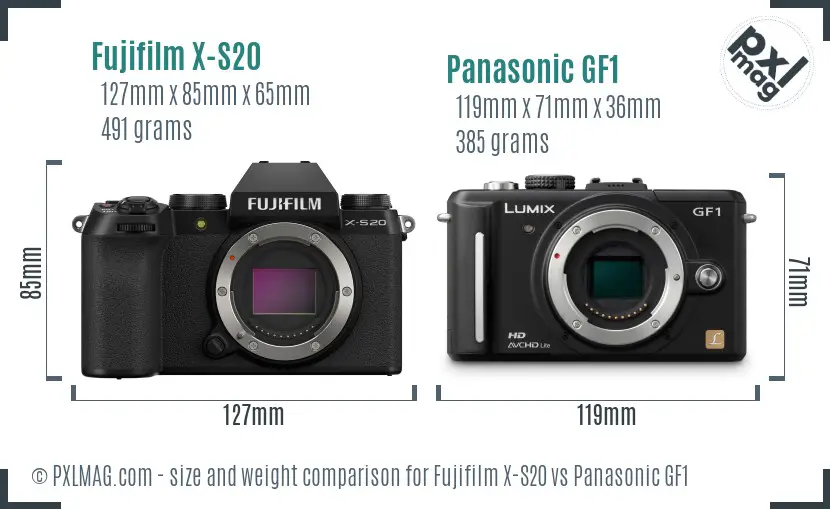 Fujifilm X-S20 vs Panasonic GF1 size comparison