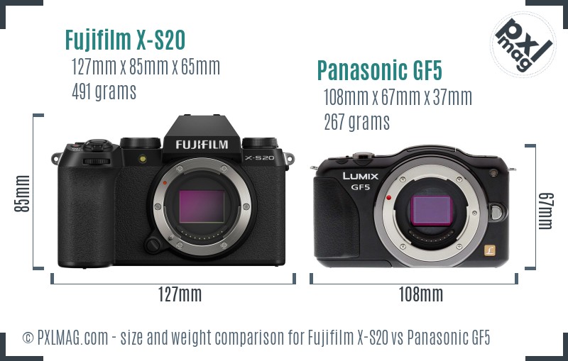 Fujifilm X-S20 vs Panasonic GF5 size comparison