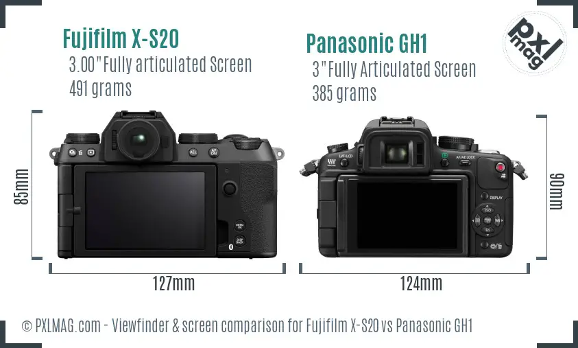 Fujifilm X-S20 vs Panasonic GH1 Screen and Viewfinder comparison Fujifilm X-S20 vs Panasonic GH1 Screen and Viewfinder comparison