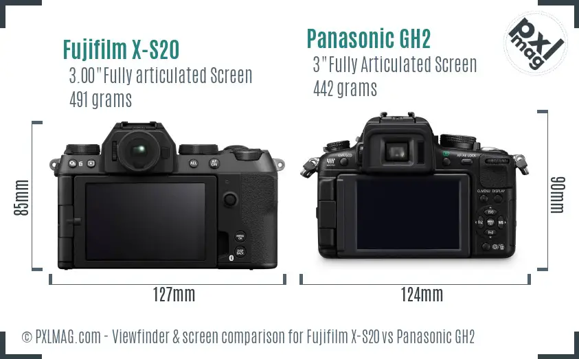 Fujifilm X-S20 vs Panasonic GH2 Screen and Viewfinder comparison Fujifilm X-S20 vs Panasonic GH2 Screen and Viewfinder comparison