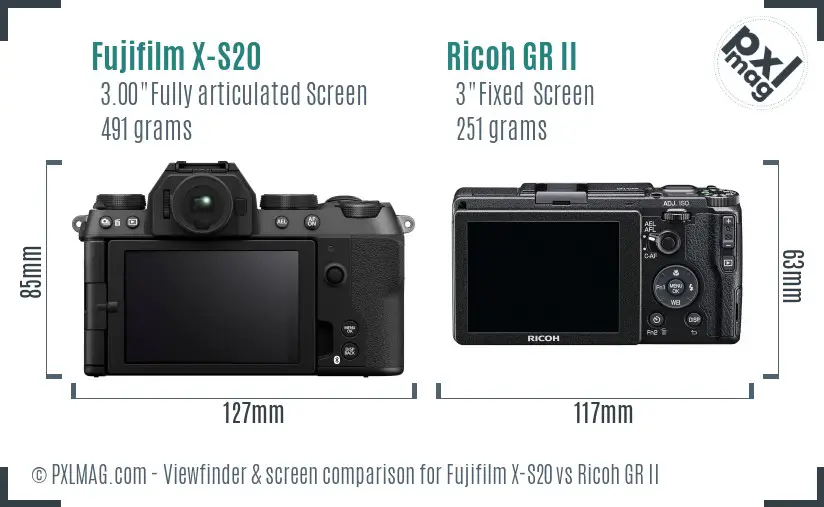Fujifilm X-S20 vs Ricoh GR II Screen and Viewfinder comparison Fujifilm X-S20 vs Ricoh GR II Screen and Viewfinder comparison