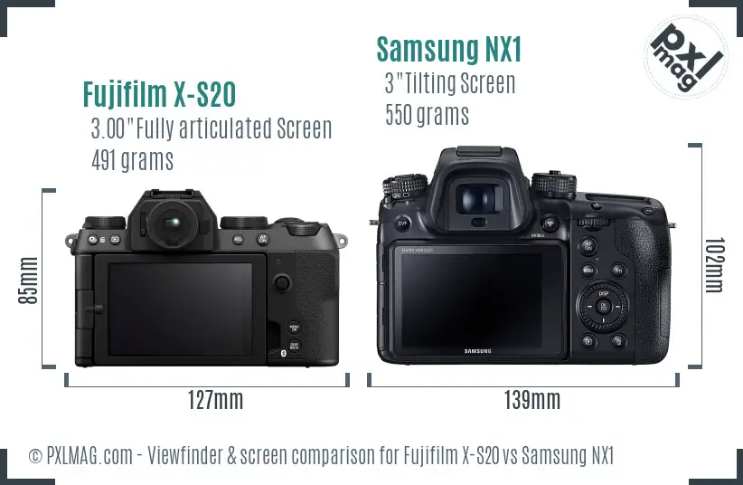 Fujifilm X-S20 vs Samsung NX1 Screen and Viewfinder comparison