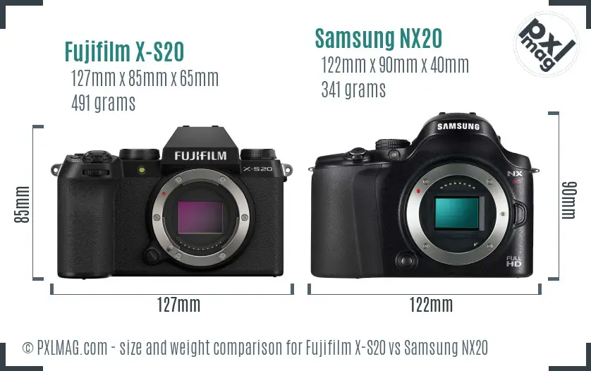 Fujifilm X-S20 vs Samsung NX20 size comparison Fujifilm X-S20 vs Samsung NX20 size comparison