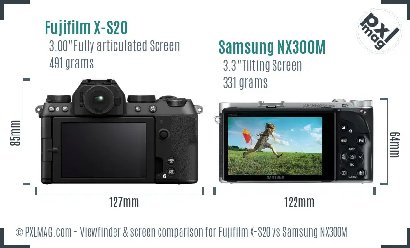 Fujifilm X-S20 vs Samsung NX300M Screen and Viewfinder comparison